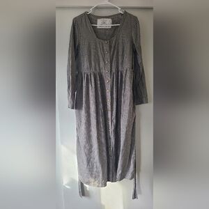 notPERFECTLINEN Black and White Gingham Long Sleeve Dress